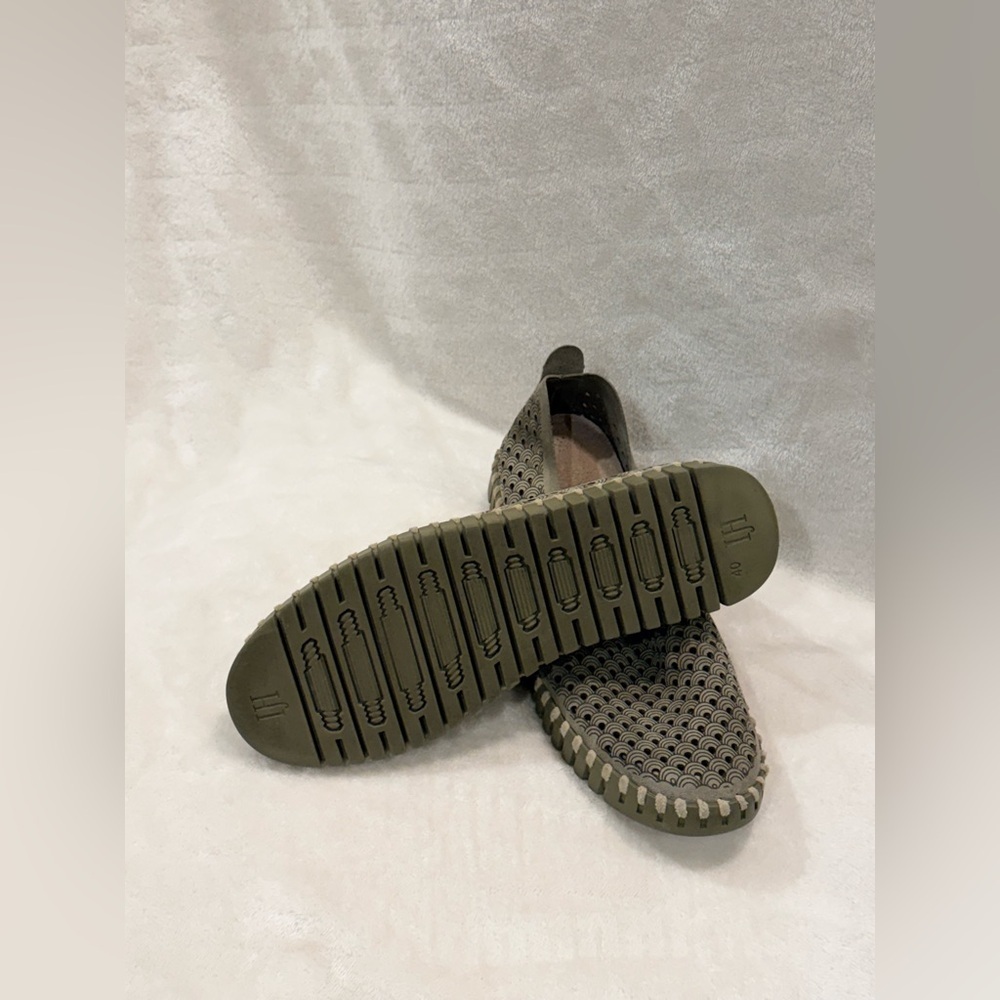 Ilse Jacobsen Tulip 40 Olive Perforated Slip On Comfort Flats - Picture 4 of 8